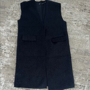 Zara navy “boucle” cardigan